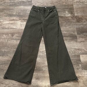 Good American Size 6 Wide Leg Olive Jeans